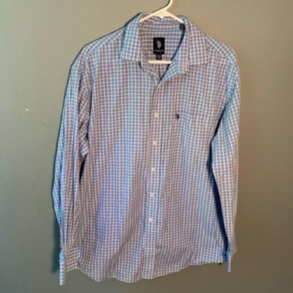 U.S. Polo Assn. Button Down Plaid Shirt Blue - Picture 2 of 9